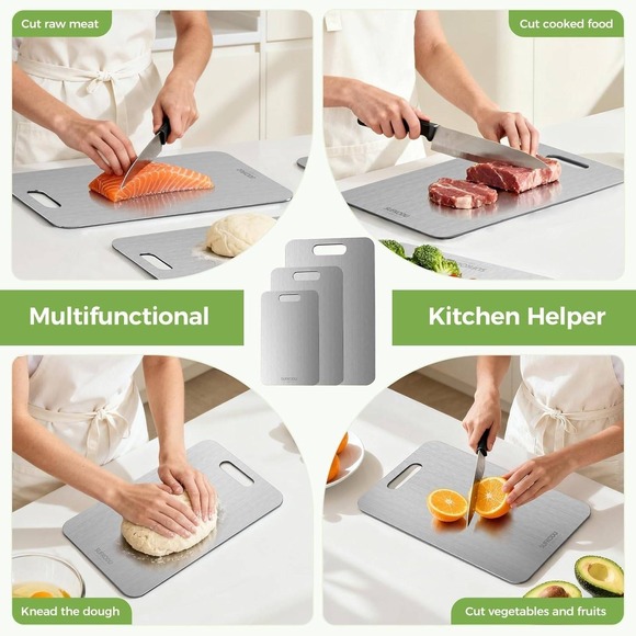 SUFKODU Titanium (1) Cutting Board Kitchen Food Gr. Antimicrobial Handle - Picture 7 of 10
